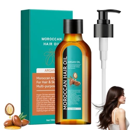 Image of Moroccan Hair Essential Oil, Moroccan Argan Hair Oil, Nourishing Conditioning Hair Oil, Lightweight Non-Greasy Hair Treatment with Frizz Ease, Restores Healthy Shine for Dry Frizzy Hair, 100ml