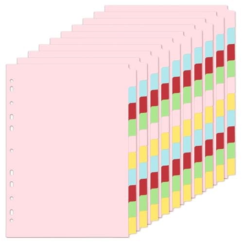 Image of File Dividers A4, 10 Pack 10 Part Folder Dividers Coloured Multi Hole Punched A4 Dividers Tabbed Index Divider for Lever Arch Files Ring Binders Office School Index Dividers