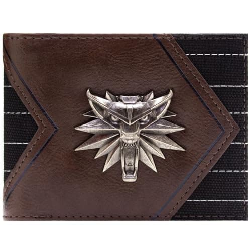 Image of PocketGear The Wild Witcher Hunt School of The Wolf Emblem Wallet Bi-Fold ID & Card Holder, Brown