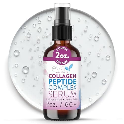 Image of Eva Naturals Peptide Complex Serum for Face – Anti Aging Collagen Booster, Wrinkle & Fine Line Repair, Firming & Hydrating Facial Serum for Microneedling & Skin Renewal (60 mL)