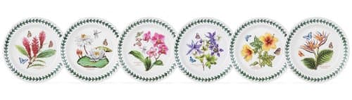 Image of Portmeirion x Botanic Garden Set of 6 Bread & Butter Plates - Exotic White & Green Floral Earthenware, Stylish and Durable, Suitable for Desserts, Snacks, and Everyday Dining