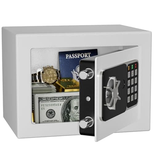 Image of KABISAFE 6.8L Digital Small Safe Box, Mini Safes for Home Electronic Security Home Office Money Cash Safe Box With 2 keys, Wall Safes - White