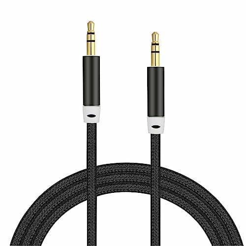 Image of 3.5mm Audio Aux Cable 1.5m Nylon Braided Stereo Jack, Compatible with Headphones, Earphone, Phone, Laptop, Car, Soundbar, TV, PC, Speaker - Superior Sound TRS Cord (Black)