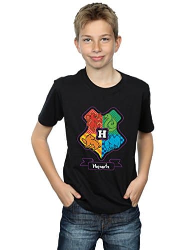 Image of Harry Potter Boys Hogwarts Junior Crest T-Shirt 7-8 Years Black