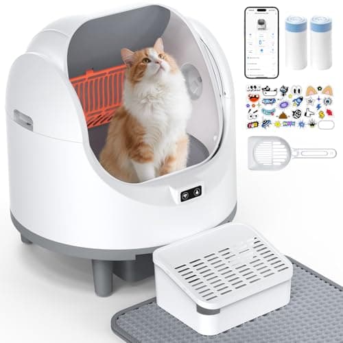 Image of Self Cleaning Cat Litter Tray for Large Cats (22lbs), Automatic Cat Litter Box with APP Control, Open Top Smart Cat Litter Box with 10 Safety Sensors, Odor Control, Weight Tracking & 2 Litter Bags