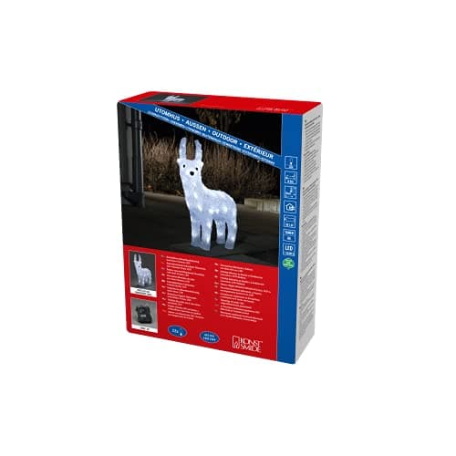 Image of Konstsmide Christmas Outdoor Figures Decoration/Outside Lights LED Acrylic Baby Reindeer/Outdoor or Indoor Lighting (IP44) / Battery Operated / 6 Hour Timer/White LEDs/Transparent Cable