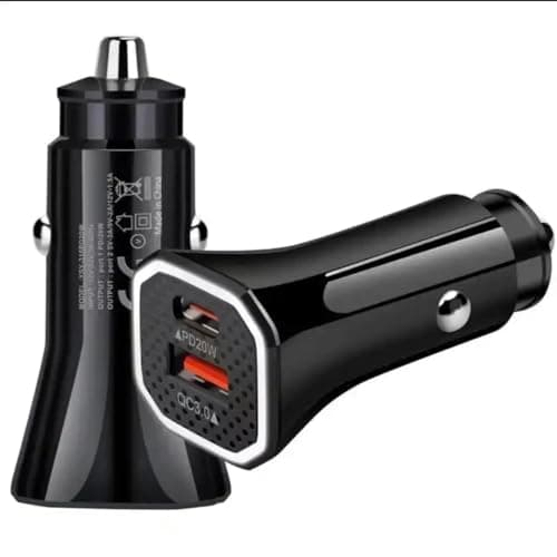 Image of Orco USB C Car Charger 20W PD 3.0 & QC 3.0 Fast Charge Adapter, Dual Port Metal Cigarette Lighter USB Charger for iPhone 15 14 13 12 Pro Max, Samsung Galaxy, iPad, Android Tablets & Laptops, Black