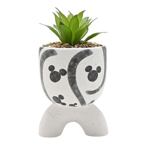 Image of Widdop and Co Disney Mickey Shapes Arch-Footed Planter With Faux Plant