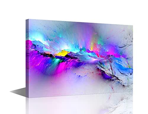 Image of Multicolored Abstract Canvas Wall Art Abstract Painting Colors Backgrounds Modern Artwork Decor for Living Room Bedroom Kitchen Framed Paintings to Hang on Walls 8x12in (20x30cm)