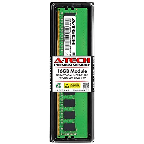 Image of A-Tech 16GB Replacement for Hynix HMA82GU7CJR8N-VK - DDR4 2666MHz PC4-21300 ECC Unbuffered UDIMM 288-Pin 2Rx8 1.2V - Single Server Memory RAM Stick (HMA82GU7CJR8N-VK-ATC)