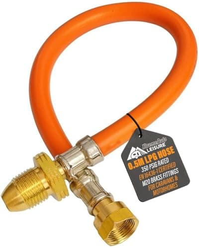 Image of Xtremeauto 0.5M Orange LPG Pigtail Hose Pipe – High Pressure Propane Gas Connector for Caravan & Motorhome – M20 Fittings – EN 16436-1 Certified