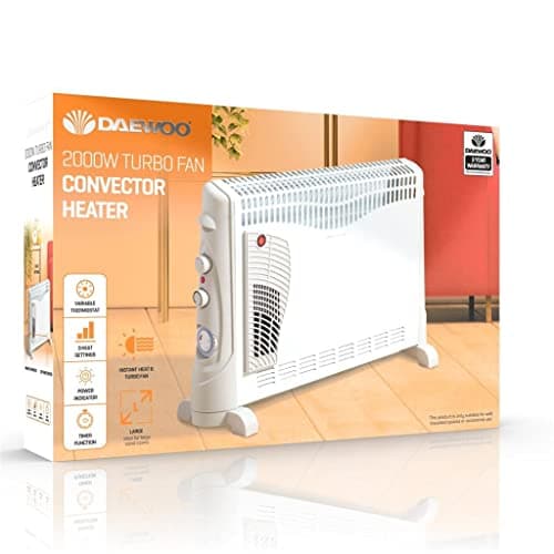 Image of Daewoo Convector Heater with Turbo Function, 2000 Watt, White