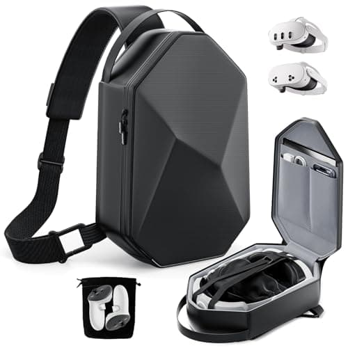 Image of Carrying Case for Meta Quest 3S/Quest 3/Quest 2/Vision Pro/Pico 4, Hard Travel Case Compatible with Kiwi Design/BOBOVR Elite Battery Strap and Controllers Accessories, Crossbody Shoulder Backpack