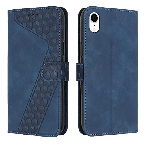 Image of OKZone Compatible With iPhone XR Case, Wallet Case PU Premium Leather with Card holder Slots Magnetic Shockproof Protect Flip Cover Bookstyle Phone Cases Cover for iPhone XR (6.1 Inch) (Blue)