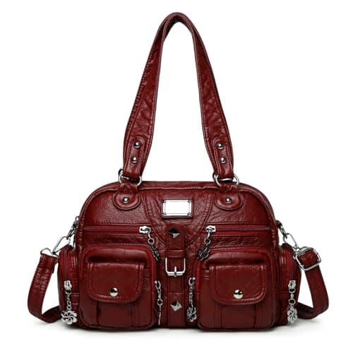 Image of Myhozee Handbags for Women Soft PU Leather Ladies Handbags & Shoulder Bags Hobo Bags for Women Womens Shoulder Bag Red Handbag
