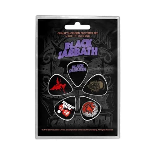 Image of Black Sabbath Plectrum Pack, 1mm thick, Purple Logo, Officially Licensed, Made in England, Nylon, Heavy Gauge, Guitar