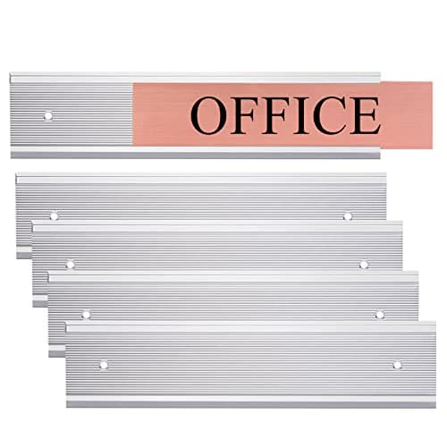 Image of 5 Pack Aluminum Wall or Door Name Plate Holder, Wall Mount Office Door Sign Holder with Double Sided Tape, for Business Department, Meeting Room, Room Number (Silver, 2" x 10")