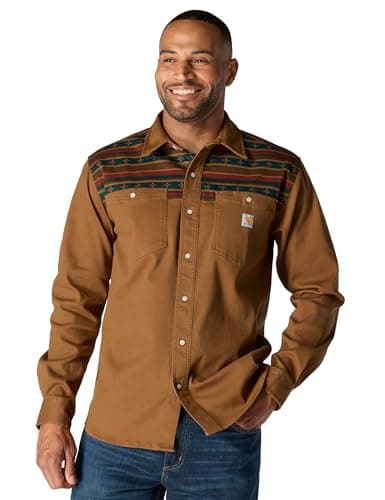 Image of Carhartt Men's Montana Rugged Flex Relaxed Fit Corduroy Long-Sleeve Shirt, Carhartt Brown, Medium