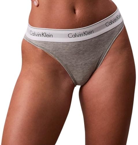 Image of Calvin Klein Women’s High Leg Bikini Briefs with Logo Waistband, Grey (Grey Heather), S