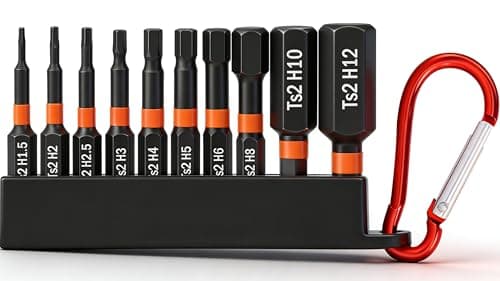 Image of K Kwokker 10PCS Hex Allen Key Drill Bit Set, 50mm S2 Steel Metric Hex Head Allen Wrench Drill, H1.5-H12 1/4" Shank Magnetic Bits Set with Locking Carabiner