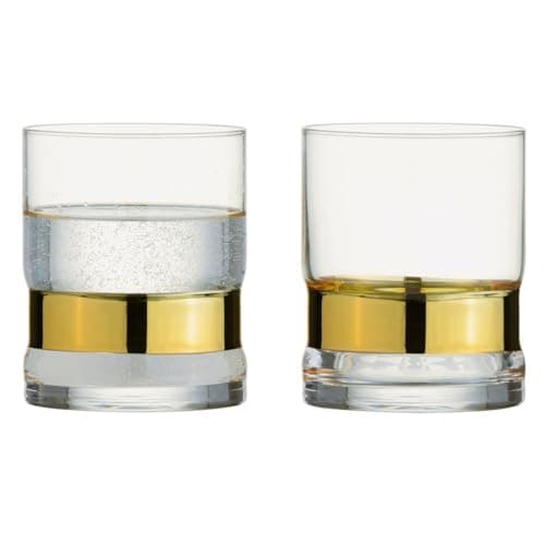 Image of Anton Studio Designs SoHo Handmade DOF Tumblers for Whiskey, Spirits or Water - 350 ml - Gold - Set of 2 Elegant Drinking Glasses
