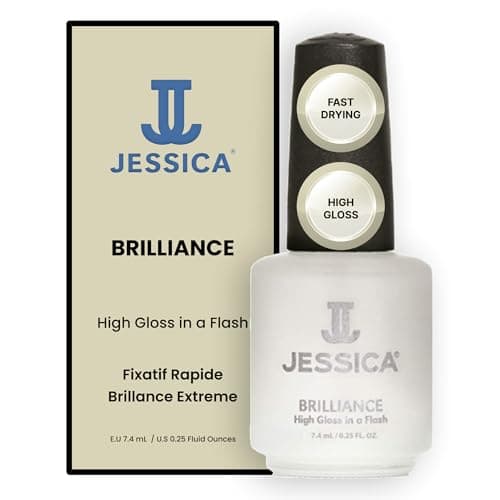 Image of JESSICA Brilliance Top Coat Nail Polish, Quick Dry, High Gloss Finish, Long Lasting, Clip Resistant, 7.4ml