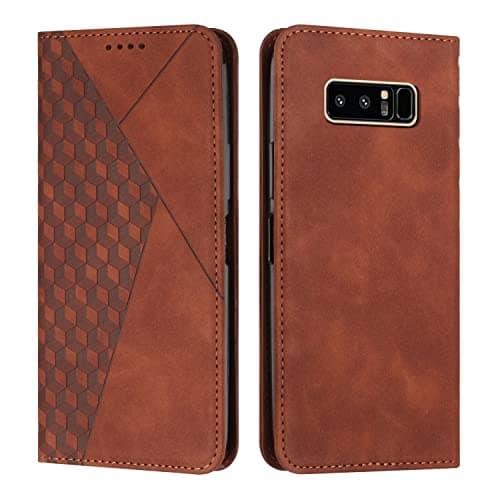Image of KOUYI Compatible with Samsung Galaxy Note 8 Wallet Case,Premium PU Synthetic Leather Full Body Protective Cover Flip Card Slots Magnetic Closure Kickstand Anti-Scratch Shockproof Cases (Brown)