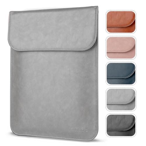 Image of Allinside 11-12 inch Laptop Sleeve Case Compatible with MacBook Air 11 2010–2015 (A1370 A1465)/MacBook 12 2015–2017 (A1534), PU Leather Laptop Case Cover, Gray
