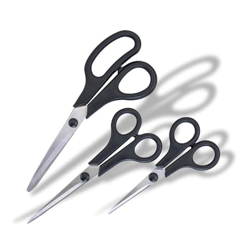 Image of Fackelmann INITIAL, Set of 3 Multipurpose Scissors, Stainless-Steel, Small Medium & Large, Sturdy Cutting Household Universal Scissors, School Home Office Art & Craft, Pack of 3 Utility Kitchen Shears