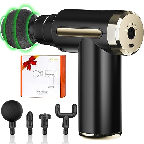 Image of cotsoco Mini Massage Gun Deep Tissue,6 Speeds Cordless Handheld Muscle Massager with 4 Heads 1800mAh Battery & Type-C Charging, Super Quiet Chargeable Device Pain Relief, Best Gift