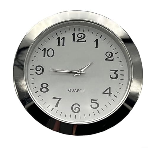 Image of FACULX Miniature Quartz Watch Insert, Round Quartz Clock, Fit Up Movement, Miniature Clock, White for DIAL, Gold Trim, Stainless Steel Back Fit for Kitchen, Home, Living Room, Bedroom, School (55mm)