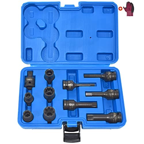 Image of Yuesstloo 11PCS Brake Caliper Socket Kit, 1/2" Square Drive Wrench Socket Kit Compatible with Benz BMW VW Audi Porsche, H7 H9 H11 7pt 10pt 11.5mm 15mm 20mm M14 M18, with Carrying Case & Gloves