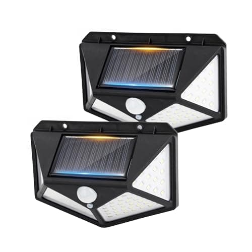 Image of GRIFEMA 2-Pack Solar Security Lights for Outdoor Garden with Motion Sensor, Waterproof Solar Powered Wall Lights with 100 LEDs, 3 Modes, 270° Wide Angle, IP65, 800mAh Battery, GDK203-2