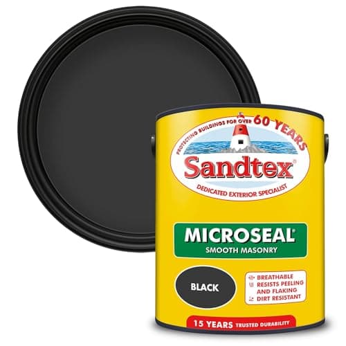 Image of Sandtex Ultra Smooth Masonry Paint 2.5L – Black – Weatherproof Exterior Wall Paint – Dirt & Mould Resistant – Durable Long-Lasting Finish