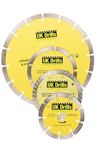 Image of UK Drills - Diamond Cutting Disc for Angle Grinders - Clean Cut, Laser Welded Cuttin Disc for Concrete - 1 x 230mm