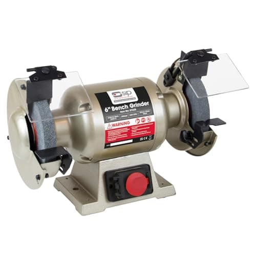 Image of SIP Electric Bench Grinder 6" 230V 370W 2980RPM 150mm x 20mm Wheel, Coarse and Fine Grit Grinding Wheels with a Wire Wheel Included