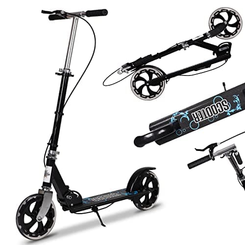 Image of Kick Scooter for Adults, Foldable Adult Scooter Adjustable Handlebar Push Scooter with Kickstand, Dual Brake System 200mm Wheels ABEC-7 Bearings for Boys Girls Adults Teens Ages 8 9 10 11 12+ Gift