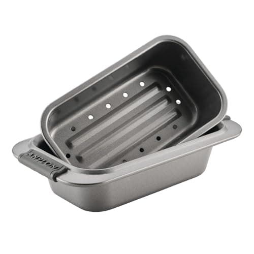 Image of Anolon Advanced Nonstick Bakeware 2-Piece Loaf Pan Set, Gray with Silicone Grips - 54715