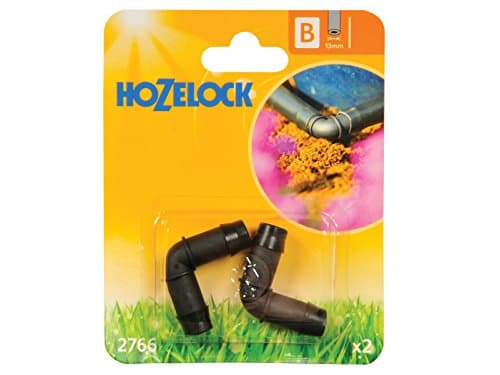 Image of Hozelock HOZ2766 90 Degree Elbow Connector, 13 mm - Pack of 2,Black