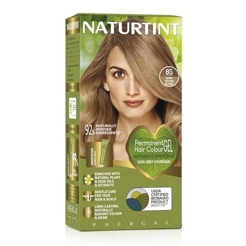 Image of Naturtint Permanent Hair Colour Gel 8G Sandy Golden Blonde, Plant Enriched, Biobased, Ammonia Free, Long Lasting Grey Coverage and Radiant Colour, Nourishment and Protection