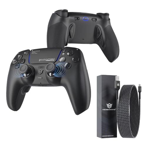 Image of HEXGAMING Hall Effect PHANTOM Controller & Charging Cable Bundle Compatible with ps5, PC, Mobile - Chaos Black
