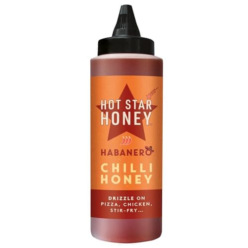 Image of Hot Star Honey Habanero Hot Chilli Honey – Premium Sweet Habanero Chilli Honey – 100% Natural, No Additives – Perfect Drizzle for Pizza, Chicken, BBQ, Wings & Stir-Fry – Made in UK – 325g