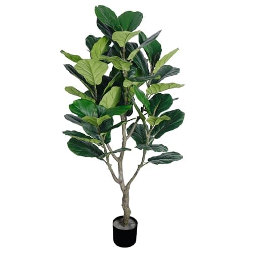 Image of Artificial Fig Tree, Faux Ficus Tree Indoor 137cm Fake Fiddle Leaf Plant for Home Office Living Room Bedroom Decor