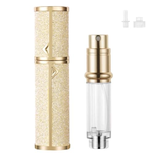 Image of LOPHE Perfume Travel Bottle, 5ML Luxurious Perfume Atomiser Refillable, Shining Perfume Spray Bottle, Easy to Refill Perfume Atomiser for Women Men (Gold)