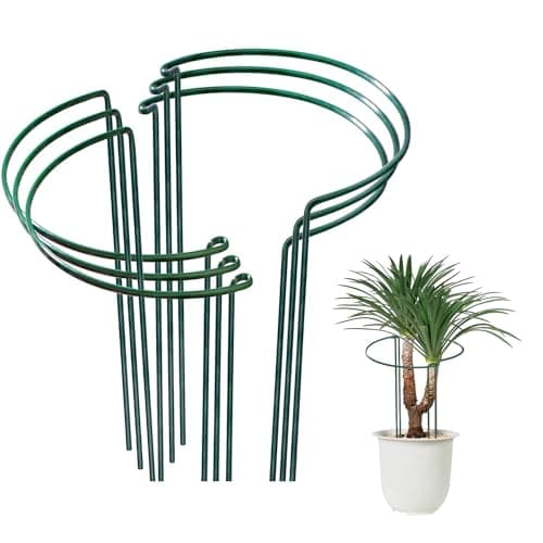 Image of OLDELITE 6pcs Plant Supports for Outdoor Plants, 20 x 35 cm Plant Stakes Metal Half Round Plant Supports Ring Cage, Garden Plant Supports for Rose, Flowers, Vine and Tomato Plants
