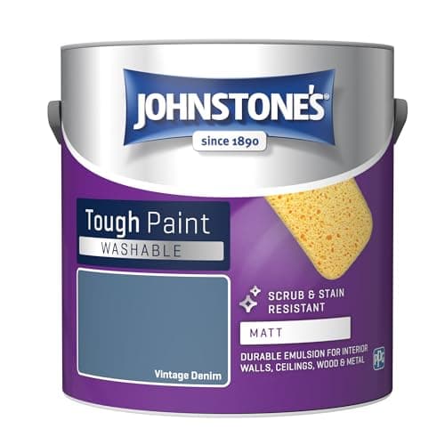 Image of Johnstone's - Washable Paint - Vintage Denim - Matt Finish - Emulsion Paint - Highly Durable - Stain Resistant - Non Toxic & Low Odour - 12m2 Coverage per Litre - 2.5L