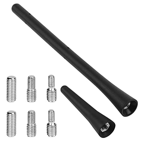 Image of URAQT Car FM Antenna, 6.5 cm + 18.5 cm Car Roof Antenna Replacement with M4 M5 M6 Screws, Universal Car Antenna with Powerful FM/Dab Reception Function (Black)