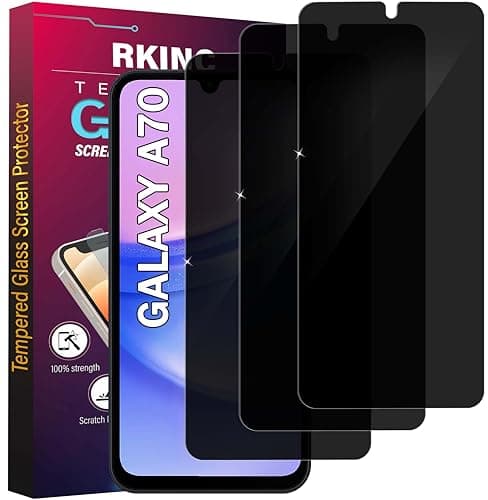 Image of RKINC Screen Protector [3-Pack] for Samsung Galaxy A70, Privacy Tempered Glass Film Screen Protector, [Does Not Support Fingerprint Unlock][Anti Spy][Anti-Scratch][Bubble-Free]