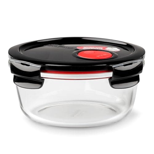Image of LOCK & LOCK Glass Food Container Suitable for Microwave & Oven - Borosilicate Oven Glass with Airtight Snap Locking Lid - Meal Prep, Takeaway and Storage, 650 ml