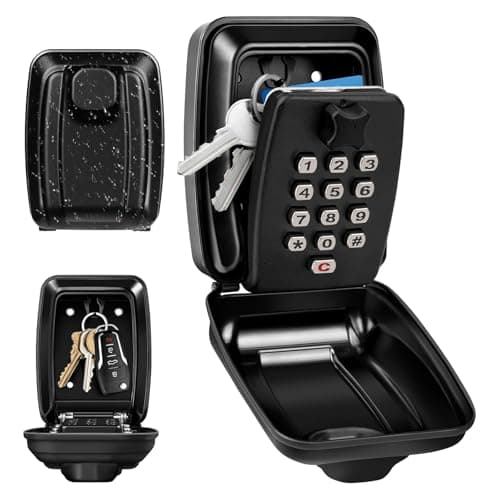 Image of OFFOF Key Safe Wall Mounted Police Approved,Key Lock Box for Outside 12 Digit Combination Lock Box Spare Key Hider Waterproof Security Lockbox Large Capacity Key Box for Home Garage Office School